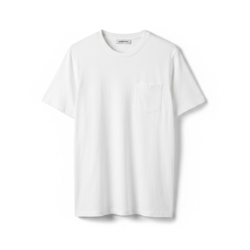 Jason Wu T-Shirt Mens L White Pocket Tee Crew Neck Short Sleeve Cotton